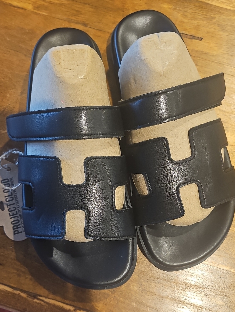 New! Black Project Cloud Leather Sandals_Size 8